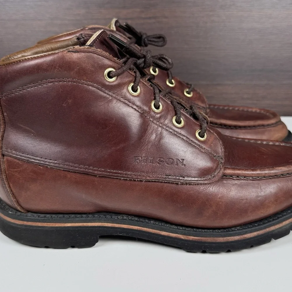 Vtg Filson Men 7904 Uplander Chukka Leather Boots Outdoor Moc Toe USA Vibram 9 D
